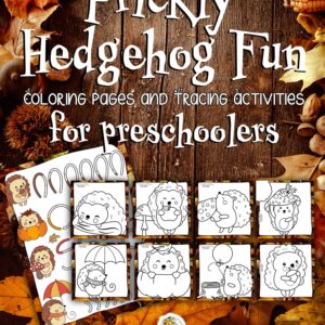 Prickly Hedgehog Fun free coloring and tracing pages for preschoolers for fall