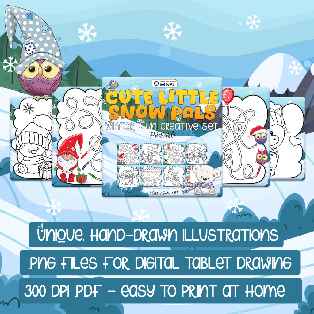 Winter Tracing & Coloring Printables for Kids