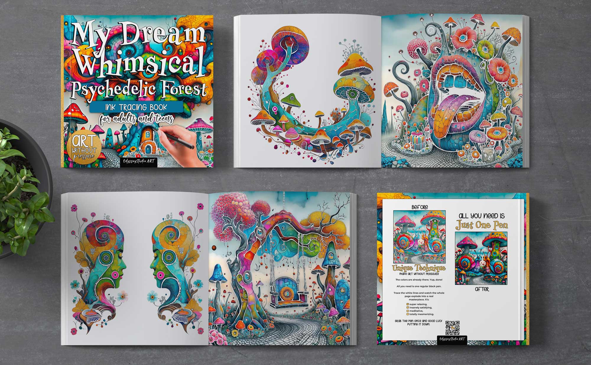 psychedelic tracing book for adults