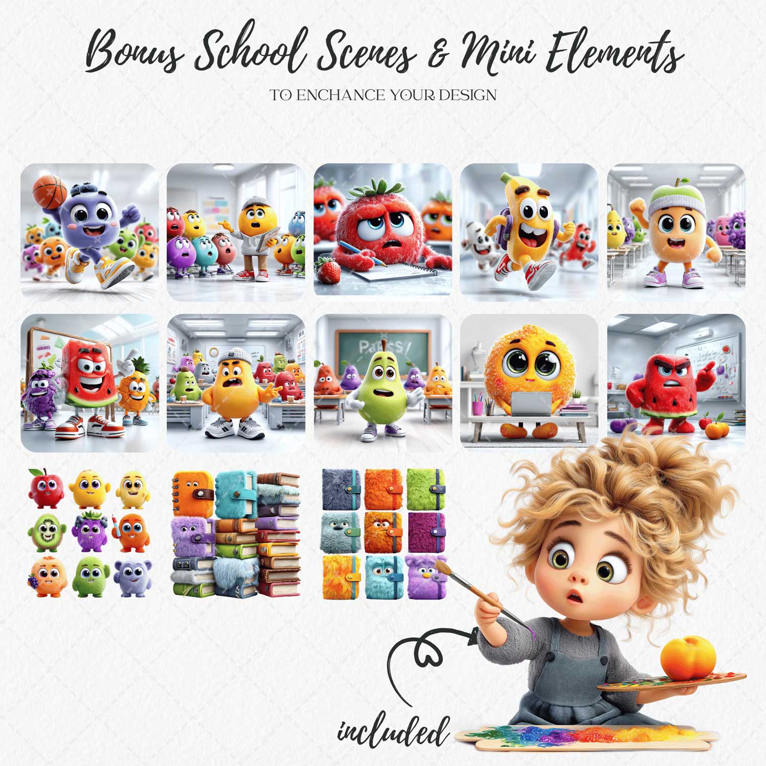 Cute-Fruit-School-Clipart-Set