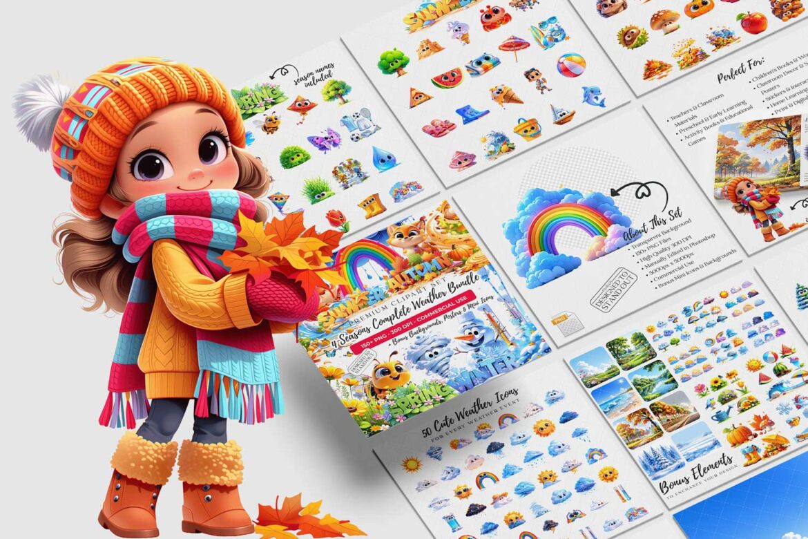 Seasons Clipart Ideas For Kids 3d kawaii