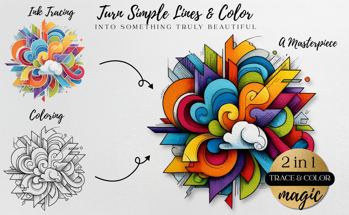 Abstract Art Coloring Book for Adults and Teens