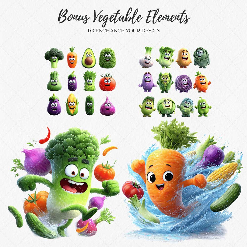 Free-Kawaii-Veggies-Clipart-Set