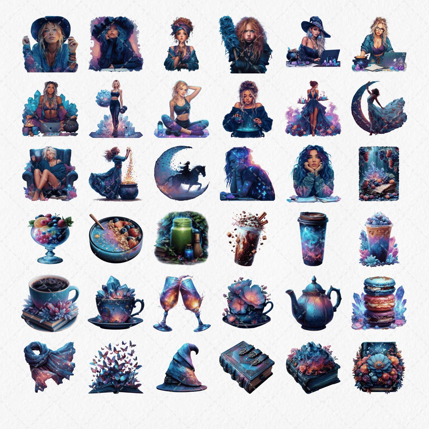 023-Witchy-Planner-Girl-Clipart-Set-Listing-(5) witchcore stickers