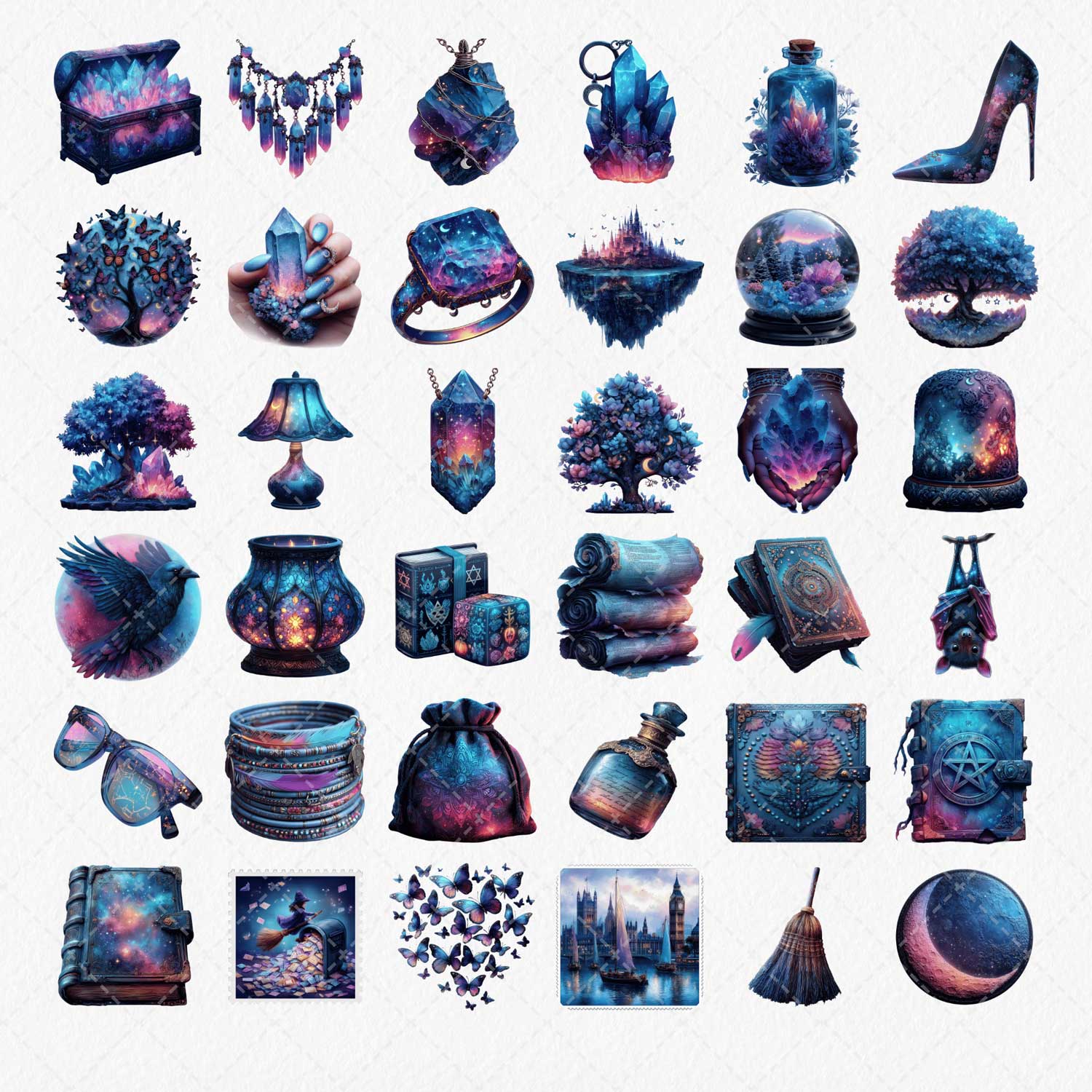 023-Witchy-Planner-Girl-Clipart-Set-Listing-(7) Celestial Witch Aesthetic