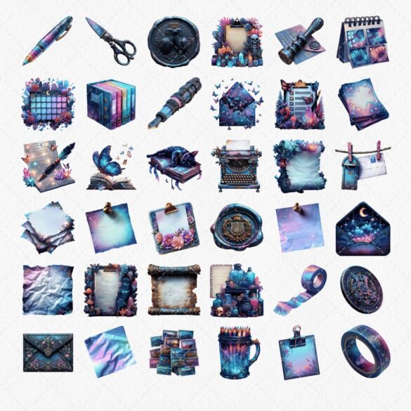 023-Witchy-Planner-Girl-Clipart-Set-Listing-(9) Crystal Magic PNG Bundle