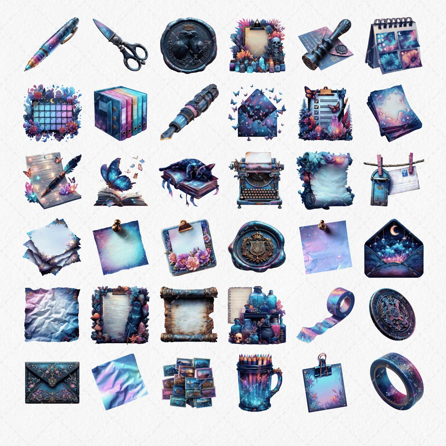 023-Witchy-Planner-Girl-Clipart-Set-Listing-(9) Crystal Magic PNG Bundle