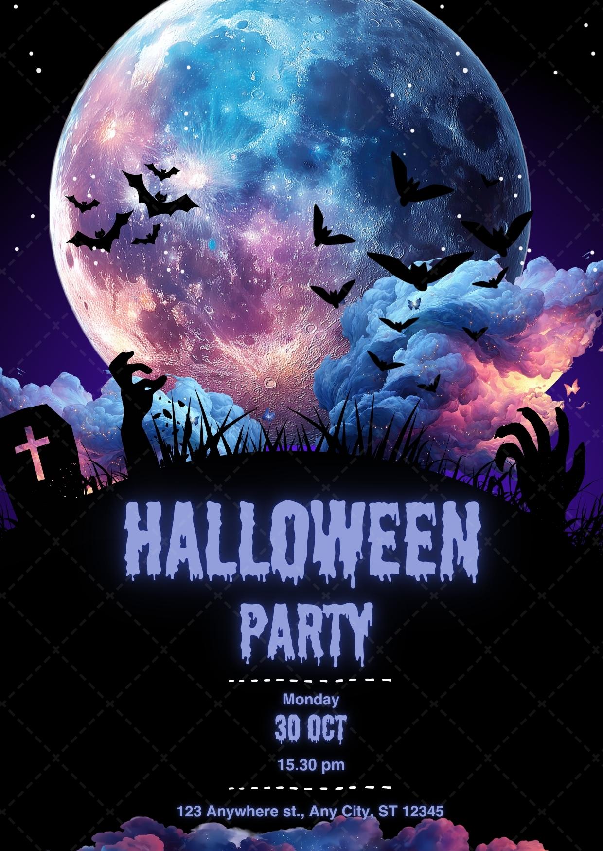 Black Purple Modern Halloween Party Invitation-Witches Only
