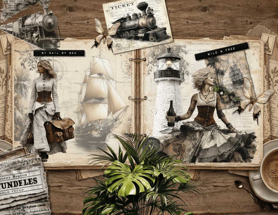 Victorian-Traveller-Scrapbooking-Pages-Spread-Ready-to-Use