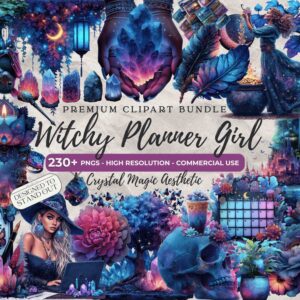 Witchy Planner Girl Clipart Set