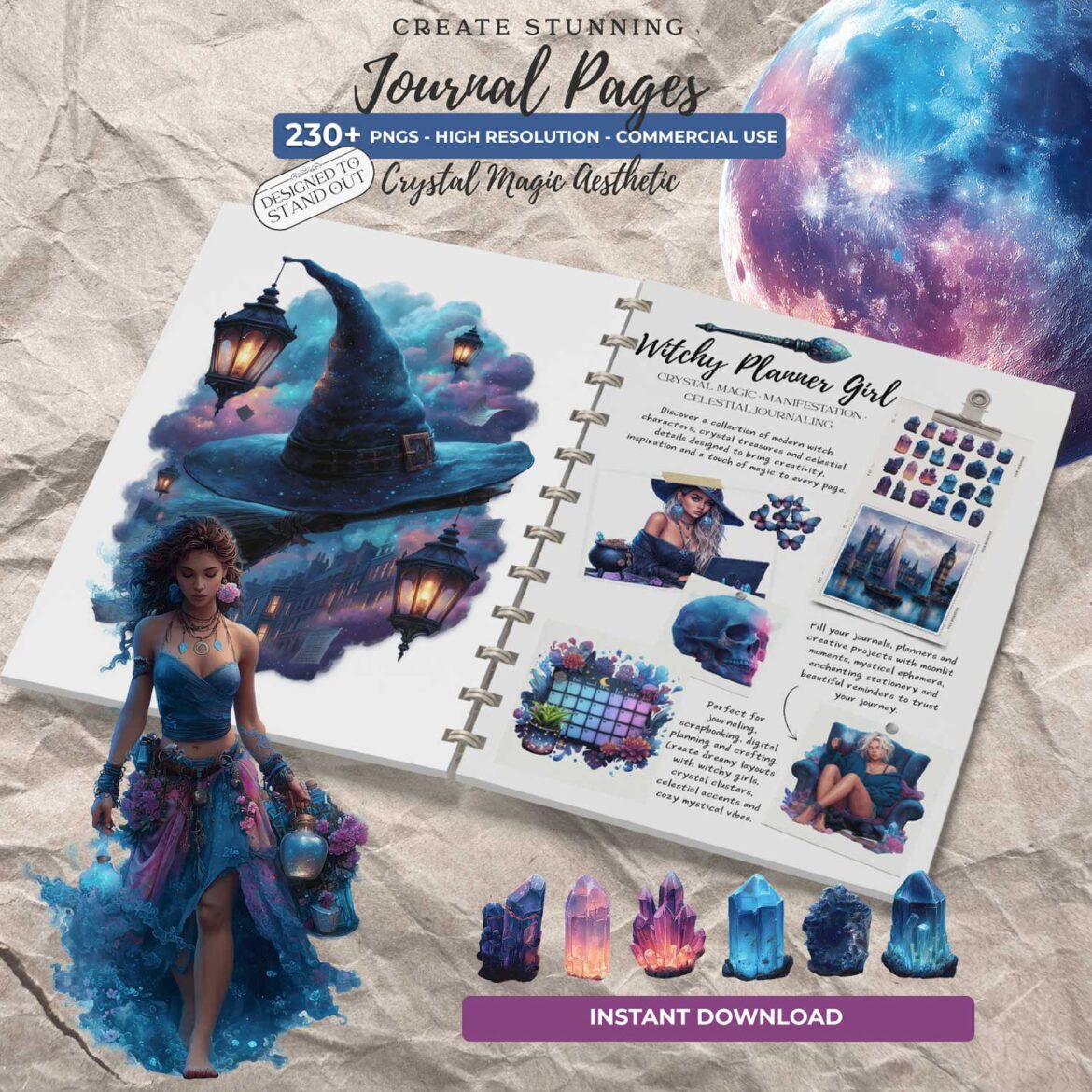 10 Ways to Use Witchy Clipart for Journals, Planners & POD